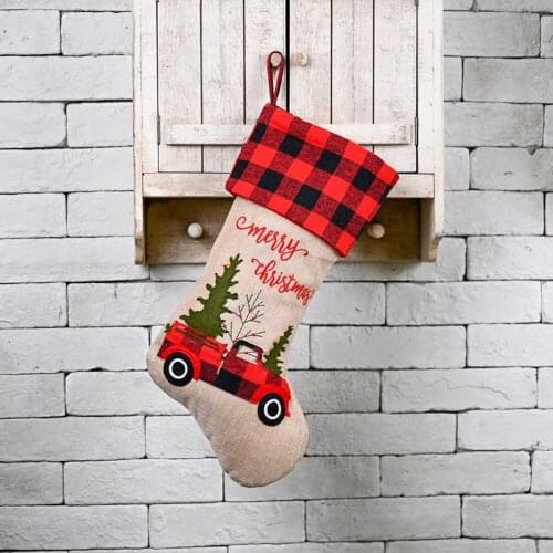 Lovely Knitted Socks Children Gift Bag Christmas Decoration with Hanging Rope Pouch Xmas Party Home Decoration