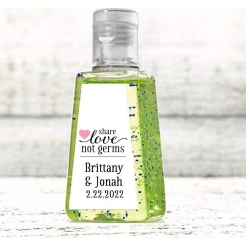 Customize Mini Sanitizer Labels for Wedding, Shower, Elopement -Party Favor Labels - Share Love, Not Germs - Bath and Body Works