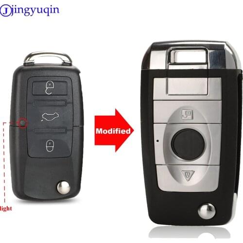 Jingyuqin Modified 3B Car Flip Key Shell Case Fob For VW Passat Polo Golf Touran Bora Ibiza Leon Octavia Fabia