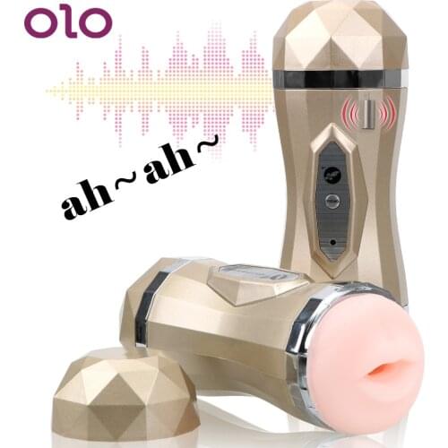 OLO Male Masturbator Vibrator Deep Throat Pussy Mouth Voice Interaction Masturbation Cup Real Vagina for Men Sex Toys for Man