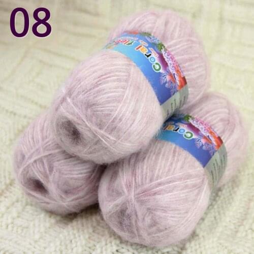 Batch 3 ballsx 50g new mohair cotton shawl sweater hat hand knitted crochet yarn Pink 822-08-3