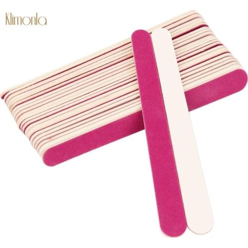 New 50Pcs/lot Double Side Nail File 180 Grit Pink-White/Pink- Black Wooden Nail Sanding Buffer Strips Professional Nails Tools