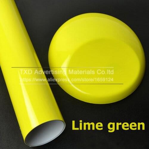10/20/30/40/50/60x152CM Lime green glossy vinyl wrap film Car styling Glossy Vinyl sticker glossy lime green car wrap film