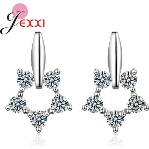 Luxury Europe Style Hollow Star Cubic Zirconia 925 Sterling Silver Drop Earrings For Women Fashion Creative Wedding Jewelry