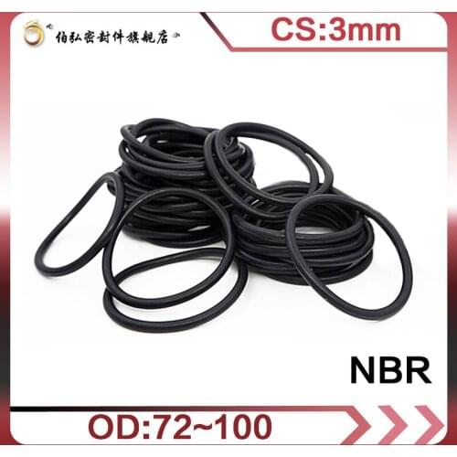 Nitrile Rubber O-Ring 10PCS/lot NBR Sealing CS 3mm OD72/75/80/85/90/95/100mm O-Ring Seal Gasket Ring
