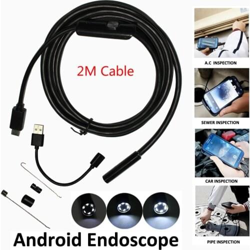 5.5mm Len 6 Leds IP67 Waterproof OTG UVC Snake Borescope Usb Endoscope Android Camera 2M Cable 2IN1 Not IP Camera
