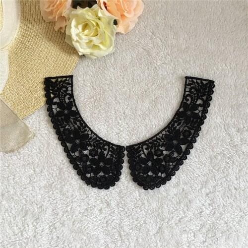 High Quality Embroidery Hollow Lace Collar Sewing Milk Silk Fabric DIY Trim Neckline Wedding Decoration Applique Accessories