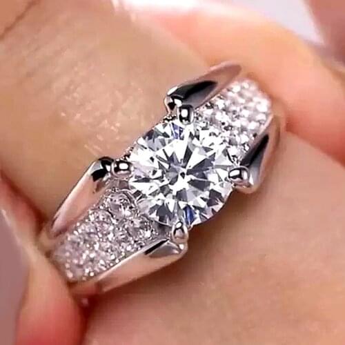 YSDLJG White Round Cubic Zirconia Women Wedding Rings Graceful Female Engagement Party Classic Jewelry Engagement Rings Gift