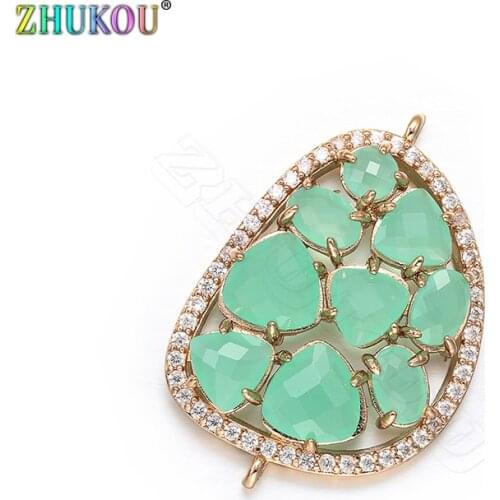 ZHUKOU 23*35mm VD382C D letter earring Jewelry Connectors women Crystal Pendant with Diamond DIY Jewelry Accessories with stone