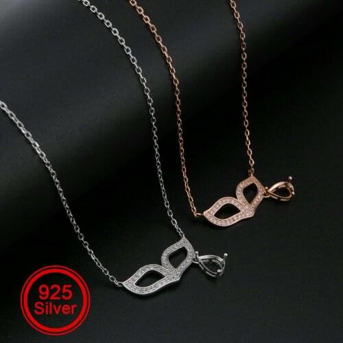 1Pcs 5x7MM Pear Prong Pendant Settings Necklace Mask Opera Rose Gold Plated Solid 925 Sterling Silver Charm Bezel Tray 1431059