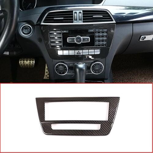 1 Pcs Central Control CD Decorative Frame Carbon Fiber ABS For Mercedes Benz C Class W204 2008-2013 Car Accessories