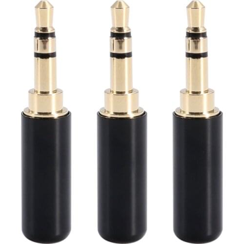 3pcs 3.5mm Stereo Male Jack Plug 3 Poles Earphone Adapter DIY Stereo Headset Repair Soldering Wire Splice Connector