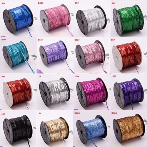 5yards/Lot 6mm Colorful Loose Round Flat Sequins Laser Giltter Paillettes Sequins For Crafts Sewing Cloth Accessory Sequin Trim