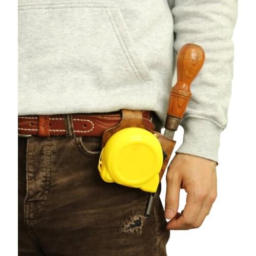 Tourbon Genuine Thick Leather Tape Measure Holder Screwdriver Tool Carrier Pouch Holster for Belt(5cm)