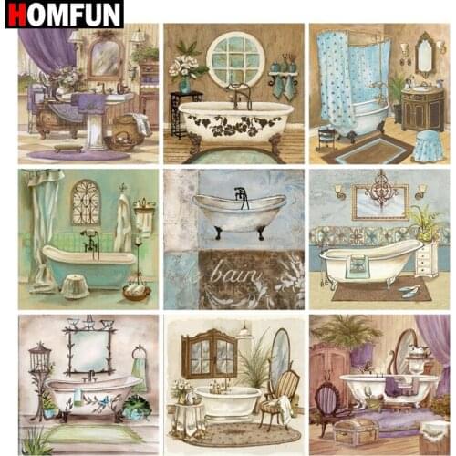 HOMFUN Diy 5d Diamond Painting "Toilet view" Cross Stitch Square Round Diamond Embroidery Handwork Rhinestone Art