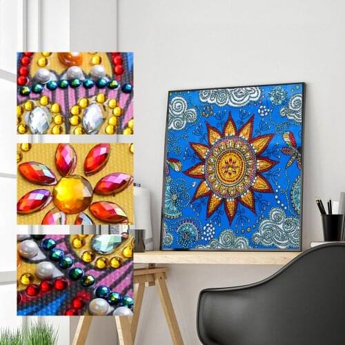 Diamond Painting DIY 5D Special Shape Rhinestone Mandala Flower Partial Diamond Crystal Diamond Painting Set Kit Crystal Art
