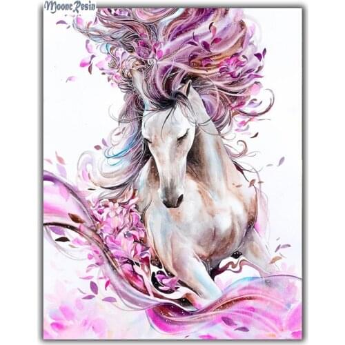 Diy Diamond Painting Cross Stitch Pink Horse Full Resin Square Round Diamond Embroidery Home Mosaic Needlework Rhinestones Home