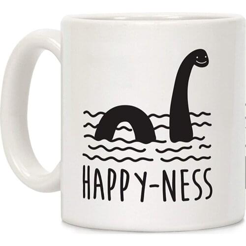 Happy-Ness Loch Ness Monster White 11 Ounce Ceramic Coffee Mug
