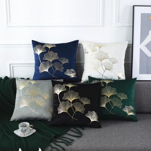 Bronzing ginkgo leaf Living Room Decorative Sofa Cushion Cover Pillowcase Polyester Nordic Home Decor Pillow cover 45*45 40749
