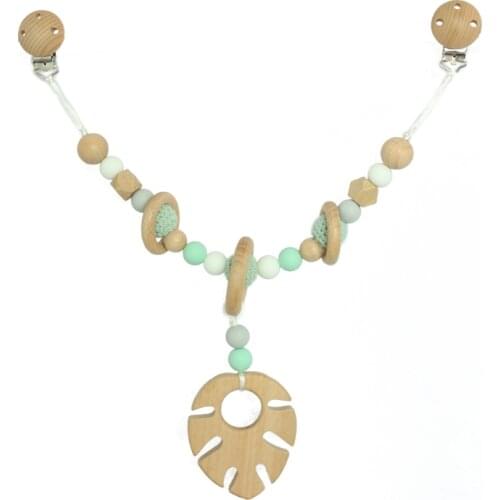 Baby Wooden Pram Chain With Clips Mobile Bed Holder Gym Toy Rattle Stroller Toys Neborn Gift Toys