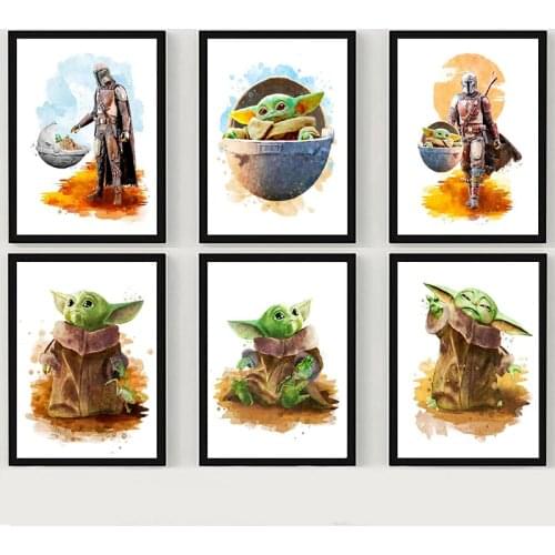 Disney Movie Star Wars Canvas Painting Cartoon Darth Yoda Posters and Prints Murals Childrens Room Home Wall Decoration Gifts