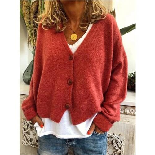 Women Knitted Cardigan Single Breasted Long Sleeve v-neck womens sweaters Cashmere jumpers oversized sweater cardigan Solid