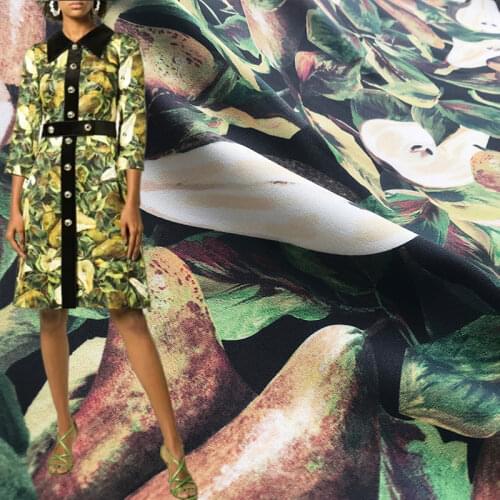 100% Polyester Pear Italian Luxury Brand Printed Twist Fabric Shirt for Dress Handmade DIY Fabrics Wholesale Cloth Per Meter