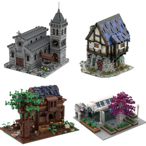MOC Modular Medieval Smithy Architecture City Street Scene Building Blocks Modular Construction Block Model Gift For children