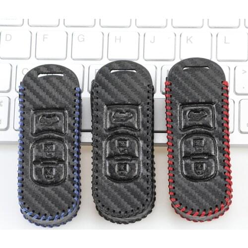 Kutery 3 Butttons Leather Car Remote Key Case For Mazda 2 3 6 Axela Atenza CX-5 CX5 CX-7 CX-9 2014 -2017