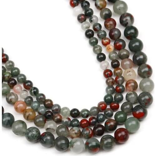 Natural Semi-Precious Stone Moss Agates Round Loose Beads 15' Strand 6 8 10MM DIY Charms Beads For Jewelry Making