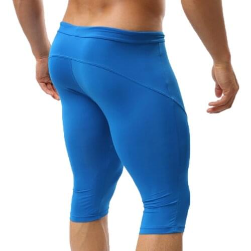 Men Ice Silk Sleep Bottoms Fitness Workout Running Long Boxer Shorts Seamless Breathable Quick Dry Pants Sportswear Slip Trunks