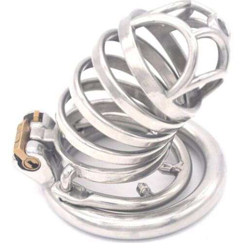 Male Chastity Device Hollow Cage Round Penis Rings Reusable Chastity Cage with Barbed Anti-off Ring Sex Toys for Men G246G
