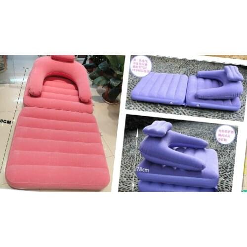 Support 150kg Purple Dual purpose Flocking Inflatable mattress One seat Folding sofa with electric air pump Free shipping