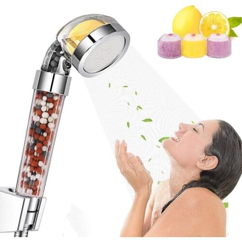 Bathroom Aroma Filter Shower Head Vitamin C/Lemon/Lavender/Rose Fragrance Filtration Ion Mineral Beads Shower Head for Bathroom