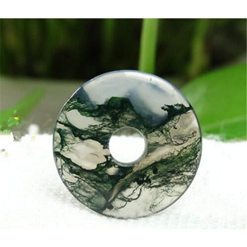 Natural handmade ocean deep water grass agate chalcedony ink jade pendant necklace