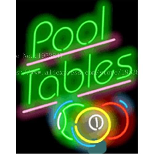 Pool Tables with Balls Game NEON SIGN REAL GLASS BEER BAR PUB LIGHT SIGNS store display Bulbs Desserts Pastries Lights 19*15"