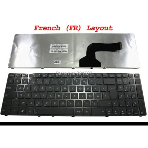 New Laptop keyboard for Asus G60 K52 G51 G53 N61 U50 X61 G60J G60V G60VX with FRAME Black French FR AZERTY Clavier White Print