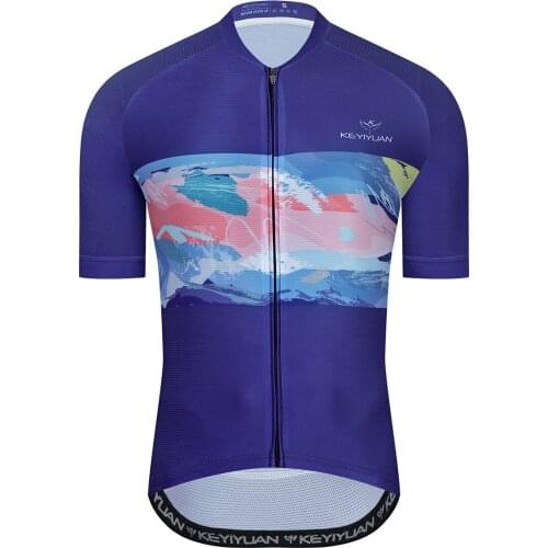 KEYIYUAN New Retro Cycling Jersey Men Bike Clothing Top Bicycle Shirt MTB Cycle Maglia Ciclismo Uomo Fiets Kleding Mannen