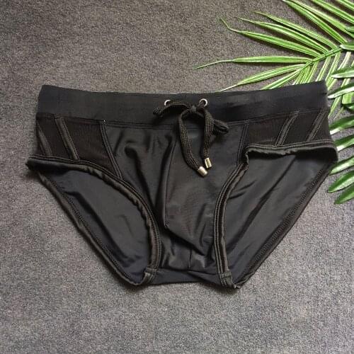 New Black Mesh Sexy Bikini Swim Briefs Men Low Waist Swimsuit Brand Men Surf Beachwear Summer Swimming Shorts Bathing Suits
