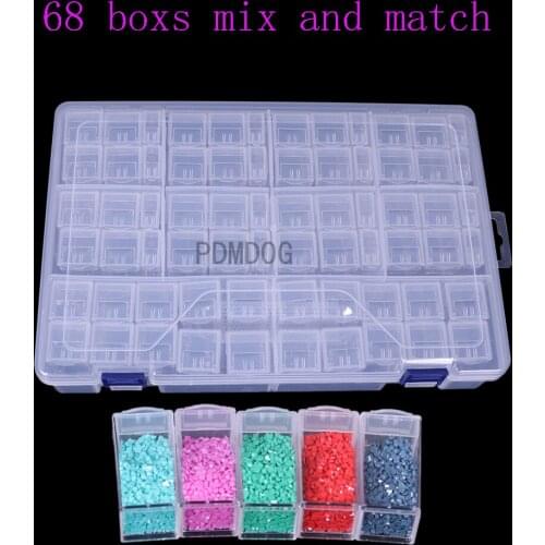 PDMDOG 40/68 Slots Diamond Painting Tools Organizing Storage Boxes Transparent Plastic Jewelry Drill Storage Box Organizer