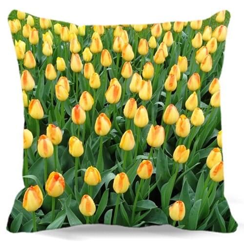 Mothers Day Gift Tulips Flowers Print Pillow Cases Creative Letters Pillow Home Covers