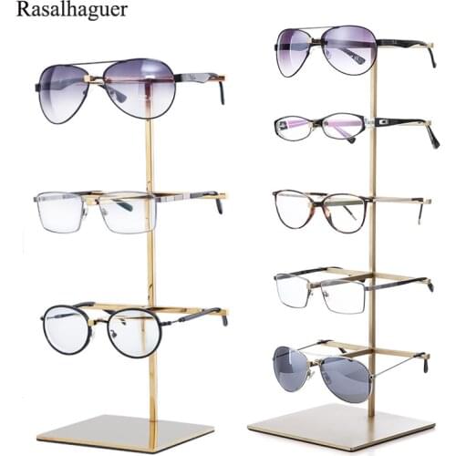 Glasses Eyeglasses Metal Gold Black Display Stands Shelf Glasses Display Show Stand Holder Rack 5 Sizes Options High Quality