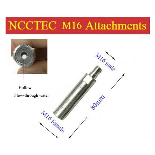 [Hollow type] 80mm Extension connection rod Water Flow-through for angle grinder | 3.2'' M16-male M16-female attachments