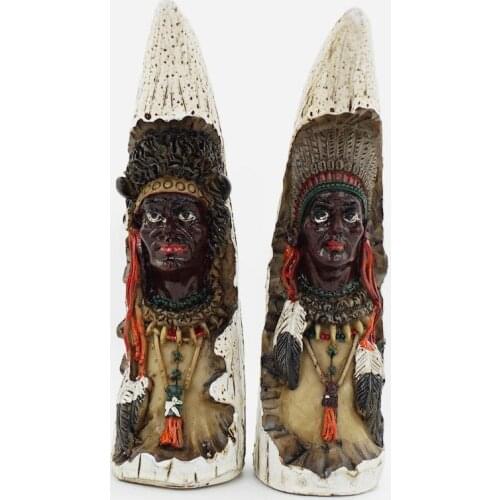 Handmade Painted Indian Horns Portrait Statue Creative Resin Crafts Tourism Souvenir Gifts Collection Home Decortion