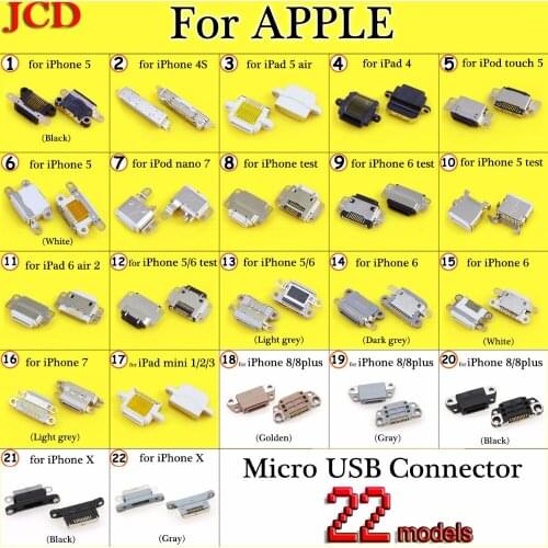 JCD New Micro usb connector DC Power Jack for iPhone 4 4s 5 6 7 8 8 plus X Charging Port Female Socket Micro USB Connector Plug