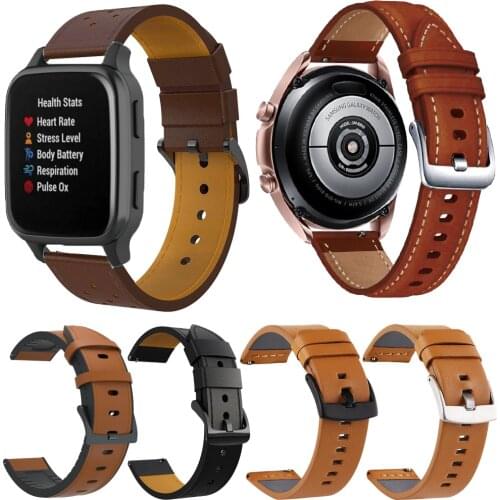 20mm Watch Band Accessories High Quality For Garmin vivomove HR/S40/3/3t/245/645 Leather Watch Strap For Garmin Venu SQ/Move 3