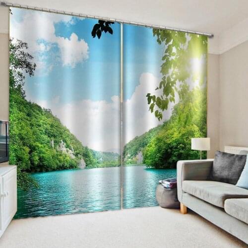 Luxury Blackout 3D Window Curtains For Living Room Bedroom Drapes cortinas green scnery landscape curtains stereoscopic curtain