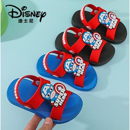 Disney Captain America Childrens Sandals and Slippers Spider-Man Male Baby Minnie Female Baby Non-slip Beach Sandals
