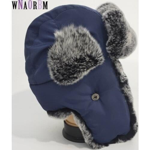 Natural Genuine Rex Rabbit Fur Bomber Hat Winter men and women Real Rex Rabbit Fur Warm Ear Hat Fashion Authentic Fur Caps