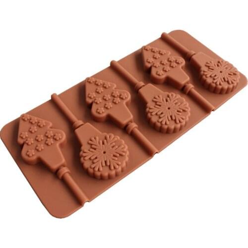 Snow Christmas Trees XMas Silicone Cake Mold Fondant Lollipop Chocolate Silicone Moulds Cake Decorations Tools M025